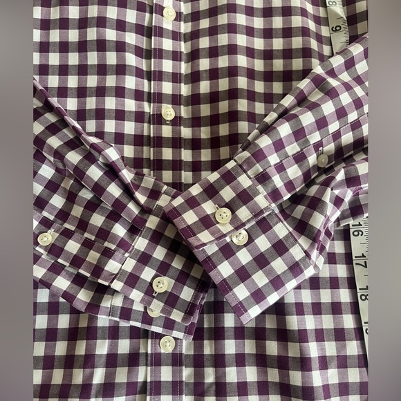 Michael Michael Kors Plum & White Plaid Dress Shirt Men’s Size 16 1/2 or 32/33 - Picture 11 of 14